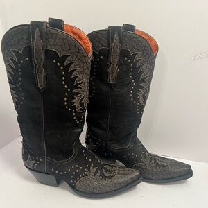 Women’s Leather Studded Dan Post Snip Toe Boots Sz 8.5